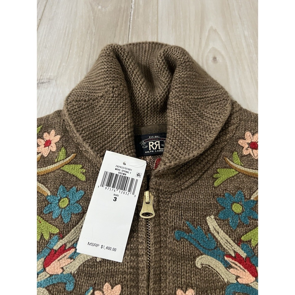 RRL floral embroidered cardigan Size 3 - Picture 7 of 10